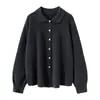 Moda versátil gola de boneca 100 Pure Mountain Cashmere camisola de malha camisa Cardigan feminino solto versátil camisola casaco