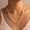 Amazon Joyería de Temperamento Transfronteriza Collar de Perlas de una Sola Capa Sol Luna Cadena de Cuello con Cuentas Flor Concha Amor