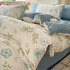 Juego de Cuatro Piezas de Sábanas y Fundas de Edredón para Cama de Casa Estilo Ins Grado A para Maternidad e Infancia, Juego de Ropa de Cama con Funda de Edredón de Algodón Lavado Estilo Fresco, Juego de Tres Piezas