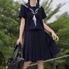 Cian Tres Uniforme de Marinero Japonés Básico Uniforme Escolar Ortodoxo Genuino Vestido Midi Vestido de Verano Falda Larga de Chica Mala