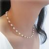 Collar de Perlas de Turmalina Multicolor Que No Se Desvanece, Cadena Versátil de Clavícula de Alto Nivel Dopamina de Verano para Mujer