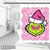 Bestseller transfronterizo de Amazon: Cortina de ducha verde del Grinch, cortina de ducha impermeable de pongee con estampado digital de dibujos animados