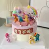 Decoraciones de Adornos para Pastel de Celebridad de Internet Unicornio Arcoíris Carrusel Pony Adornos Niña Princesa Mesa de Postres Enchufe
