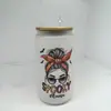 Copo Mason Jar de Vidro 16oz para Cerveja Cola Água com Logotipo Personalizado de Natal em Estoque Transfronteiriço Sublimação