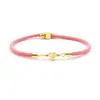 Pulsera con Cuerda Rosa Letras Inglesas A-Z Corazón Chapado en Cobre Dorado Tamaño Ajustable con Cuentas Letras Grabadas Brillantes para Mujer