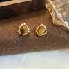 Pendientes Maillard Ovalados de Piedra Ojo de Tigre Brillante Moda Retro Nicho Gama Alta 2025 Nuevos Pendientes Versátiles