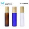 Botella de bola de 10 ml, botella de bola de té azul, transparente, esmerilada, gruesa, para caminar, con tapa de veta de madera.