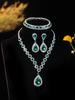 Suministro transfronterizo de Europa y Estados Unidos conjunto de joyería de collar y pendientes de cristal con forma de gota de agua de color blanco cálido azul verde rojo juego de 4 piezas