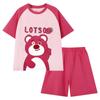 Pijamas de verano para niñas con diseño de oso de fresa y dibujos animados, de algodón puro, de manga corta, para salir a la calle, para niños de talla mediana y grande, para el hogar.