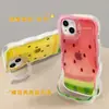Capa de Celular de Melancia de Verão para Apple 16promax 14 Silicone Transparente 13 Suporte Duplo 15 Criativa Pequena Fresca
