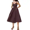 Vestuário feminino europeu e americano transfronteiriço 2026: vestido longo elegante, vestido sexy estilo resort com costas nuas e alças