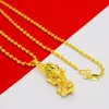 Collar Colgante Pixiu Chapado en Oro de 18 Quilates para Mujer Cadena de Clavícula Pixiu Imitación Oro Celebridad de Internet Joyería Chapada en Oro de Aleación