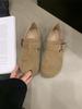 Sapatos Birkenstock Planos Retrô de Couro Genuíno com Pelúcia Sapatilhas Sapatos Femininos 2023 Nova Moda Outono e Inverno Sapatos Birkenstock