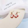 Pendientes navideños de plata 925 con diseño de Papá Noel, alce y campana, de aleación, con gotas de aceite.