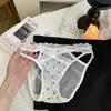 Calcinha de Renda Vazada Cruzada de Cintura Baixa Pure Desire para Mulheres, Forro Antibacteriano com Polifenóis do Chá, Calcinha Sexy de Cetim Triângulo