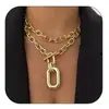 Collar de Cadena Cubana en Capas Transfronterizo Cadena Gruesa Cierre OT Personalizado Estilo Hip-Hop Punk Joyería para Mujer