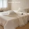 Manta de Encaje Algodón Puro Estilo Coreano Romántico Juego de Tres Piezas Lavada a la Arena Cubierta de Cama de Algodón Puro Antimanchas Habitación de Niña Rosa Extragrande Ancha