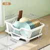 Escurridor de Platos con Bandeja de Goteo Escurridores de Platos para Encimera de Cocina, Ahorro de Espacio Escurridor de Platos de Gran Capacidad con Portacubiertos para Cocina