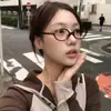 Lentes de Nerd para Mujer Estilo Americano Retro Y2K Spice Girls Ovalados de Montura Pequeña Modernos Carey Leopardo Lisos con Espejos