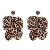 Brincos de Chiffon Europeus e Americanos para Outono e Inverno com Estampa de Leopardo, Franjas de Pétalas, Estilo Nicho Retrô, Brincos de Alta Qualidade para Mulheres