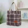Bolsa de Lona Estilo Coreano, Bolsa de Almuerzo Cuadros Retro Japonés, Bolso de Mano Tote para Mamá, Bolso Cruzado Casual de Trabajo para Mujer