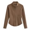 Roupas de yoga primavera 2023 europeias e americanas casaco slim-fit roupa esportiva feminina afinar top escovado espessado roupas de ginástica justas