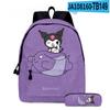 3D Novo Produto Impresso Periférico Sanrio Kuromi Mochila Estudante Bolsa Escolar Estojo de Lápis Conjunto de Duas Peças