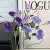 Flores Artificiais com 4 Cabeças de Lisianthus para Casamento e Decoração de Casa, Arranjo de Flores de Lisianthus de Cabeceira, Flores Artificiais, Adereços de Fotografia, Flores Artificiais Atacado
