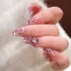 Olho de Gato Estilo Popular Arte de Unha Unhas Usáveis Roxo Unhas Pré-Feitas Adesivos de Unha Postiça Unhas Acabadas Estilo Curto Unhas Artesanais Removíveis