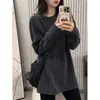Camiseta de Manga Larga Estilo Coreano para Mujer Otoño 2026 Nueva Holgada Adelgazante Talla Grande Chicas Gorditas Longitud Media Prenda Base