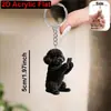 Plano 2D, Llavero Acrílico Divertido Creativo de Caniche, Patrón "Caniche Negro Jugando en el Teléfono"