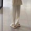 Pantalones de Pana de Pierna Ancha para Mujer Otoño e Invierno Ropa Estilo Leche Cintura Alta Pequeña Diseño Adelgazante Sentido de Diseño Nicho Pantalones Suaves Leche