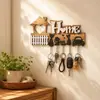 Gancho de chave de artesanato em madeira de parede para decoração de parede de entrada, Porta-chaves de parede estilo INS
