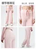 Pantalones de yoga deportivos de pierna ancha para mujer, cómodos y con buena caída, holgados para correr y fitness, pantalones largos adelgazantes con sensación de piel desnuda, pantalones de pierna recta