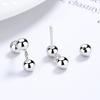 Aretes de circonita de amor plata 925 simples ins aretes de cuentas redondas diseño de nicho patrón de tornillo aretes de tapa de rosca joyería