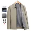 Ropa exterior de primavera y otoño para hombre, adecuada para hombres de mediana edad y mayores, incluyendo chaquetas y abrigos finos, con cuello alto