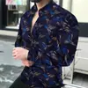 Camisa casual masculina listrada, estilo fino de verão, camisa masculina estilosa de manga comprida plus size para os mercados transfronteiriços europeu e americano