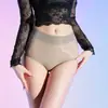 Panty sexy transparente ultra-fino seductor sedoso de cintura alta brillante talla grande con acabado de aceite de caballo