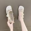 Sandalias Mary Jane para Mujer 2026 Estilo Nuevo de Verano, Versión Delgada, Adecuadas para Faldas, Alpargatas Estilo Chanel, Zapatos de Tela Old Beijing con Encaje