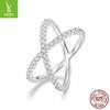 Reino Plateado Anillo de Moissanita de Doble Capa de Venta Caliente para Mujer Línea Geométrica Sentido de Alto Nivel Anillo de Plata de Ley s925 Pulsera