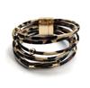 Pulseira Quente Leopardo Transfronteiriça Pulseira Quente Europeia e Americana Pulseira de Couro Multicamadas Pulseira Moda Personalidade Fivela Magnética