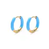 Pendientes Coloridos de Dopamina Transfronterizos Pequeños y Exquisitos Pendientes Circulares de Acero Inoxidable Pendientes de Gota de Aceite Multicolor Esmalte 18K