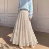 Falda plisada de malla de terciopelo de alta calidad para mujer, falda estilo pastel súper elegante para primavera