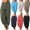 2021 Desejo Transfronteiriço AliExpress Europa e América Calça Larga Lisa de Cor Sólida Calças Casuais Femininas Calças Harlan