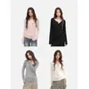 [Rayón 260g] Camiseta Blanca Francesa de Manga Larga para Mujer Diseño de Principios de Otoño Top Hombro Derecho Corte Ajustado Camisa para Capas