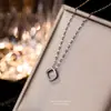 Collar de Plata S925 Rombo Geométrico Brillante con Diamante Lujo Accesible Pequeño Fresco Estilo Simple Femenino Cadena para Clavícula Dropshipping