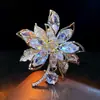 Broche Popular Transfronterizo de Alta Resistencia con Flor de Circonia Multicolor Súper Brillante de Gran Quilate, Broche de Moda de Lujo Ligero de Gama Alta al por Mayor