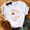 Camiseta de manga corta con estampado de esmalte de uñas de moda parisina para damas, deseo de comercio exterior europeo y americano transfronterizo