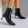 Botas Femininas Elegantes Casuais de Salto Alto, Botas de Couro Bico Fino, Sapatos Femininos para Exportação - Nova Moda Outono/Inverno 2026