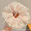 Diadema de lazo de encaje de moda, banda para el cabello extragrande estilo coreano, delicado patrón floral, perfecta para crear un peinado de moño